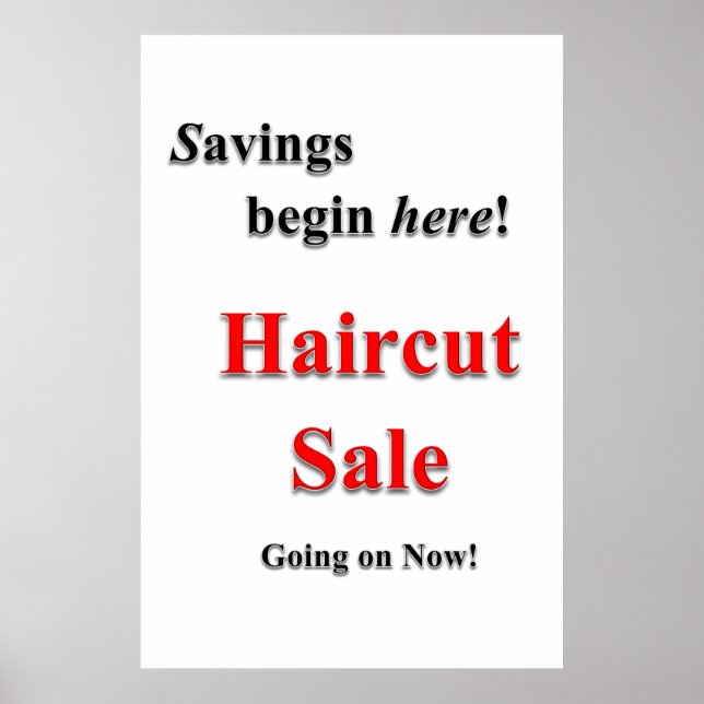Salon Barbershop Posters Haircut Sale Savings (Devant)