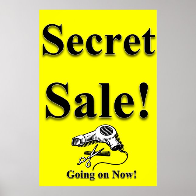 Salon Barbershop Posters Secret Sale Yellow Black (Devant)