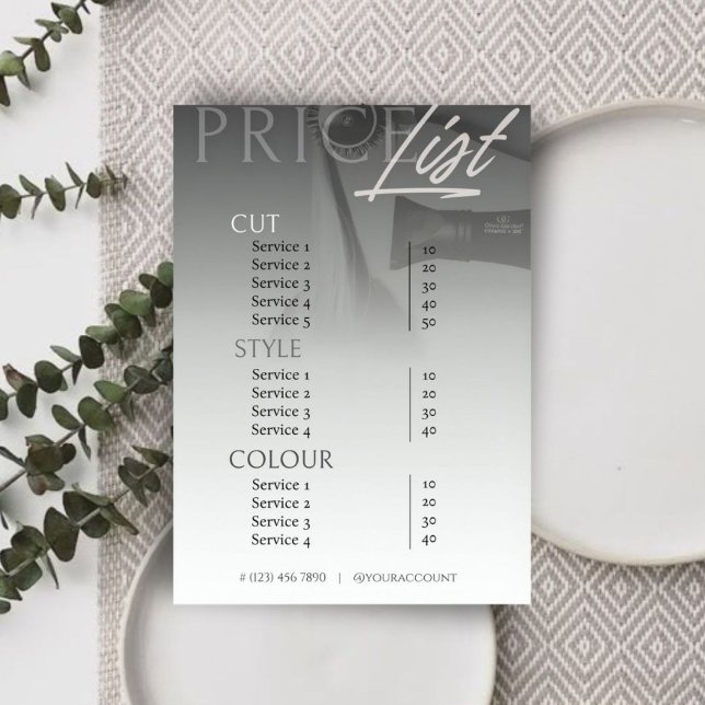 Salon blanc gris neutre minimum Tarifs/Menu (Template display)