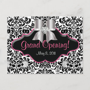 Salon Carte Postale Damask Black Blanc Bijoux Rose