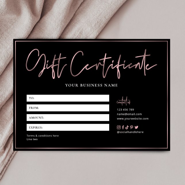Salon Chic Rose Gold Black tendance certificat cad (Créateur téléchargé)