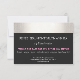 Salon d'argent et de noir et coupon client Spa