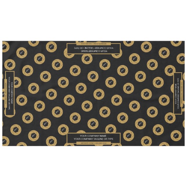 Salon de 60 po x 104 po Nappe Logo Or Noir (Devant (Horizontal))