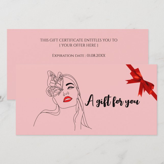 Salon de beauté cadeaux certificats (Devant / Derrière)