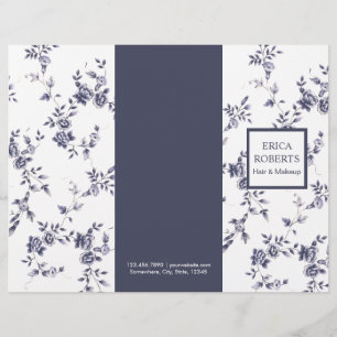 Salon de beauté Chinoiserie Vintage Floral bleu