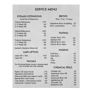 Salon de beauté gris simple Service Menu Poster