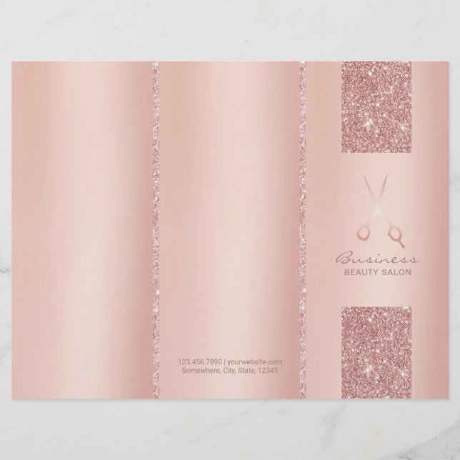 Salon de beauté Rose Gold Tri-Fold Bruchures (Devant)