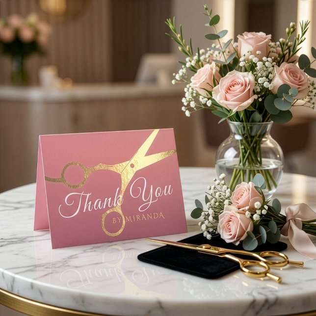 Salon de coiffeur Ciseaux Rose Or Merci (Créateur téléchargé)