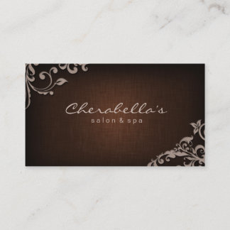 Salon de lin Spa Floral Carte de visite Brown Beig