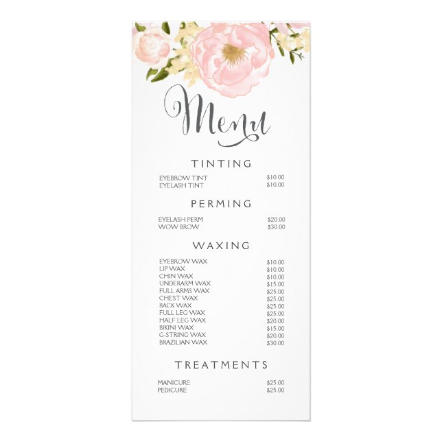 Salon de ongles de cheveux Beauticier Menu Floral  (Devant)
