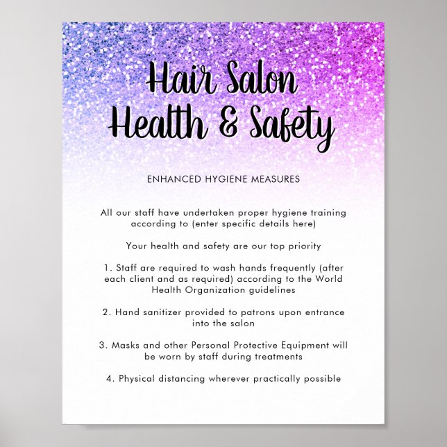 Salon des cheveux affiche de sécurité sanitaire Pa (Devant)