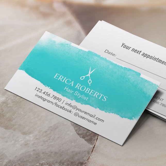 Salon des cheveux coiffeur Rendez-vous aquarelle (Créateur téléchargé)