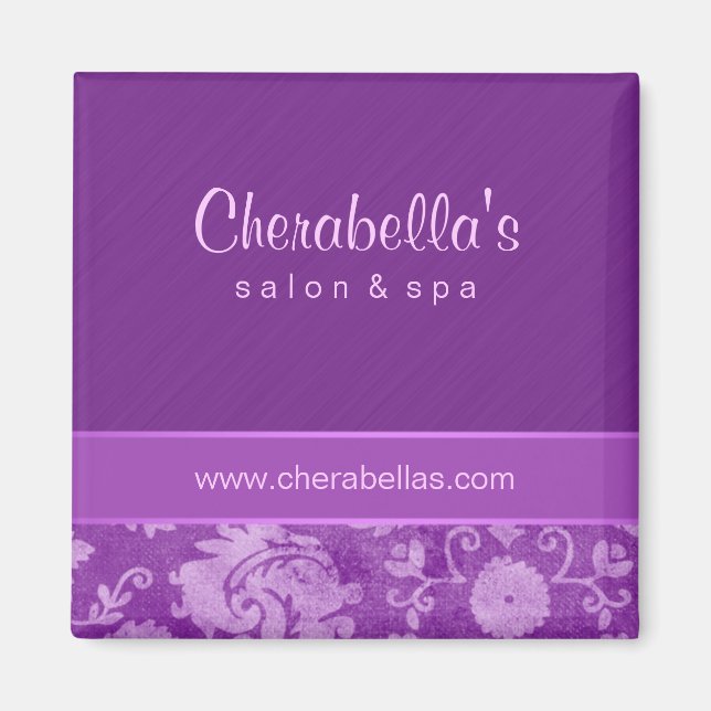 Salon Fridge Magnet Spa floral damassé violet (Devant)