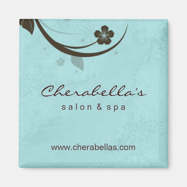 Salon Frigo Magnet Spa floral bleu eau (Devant)