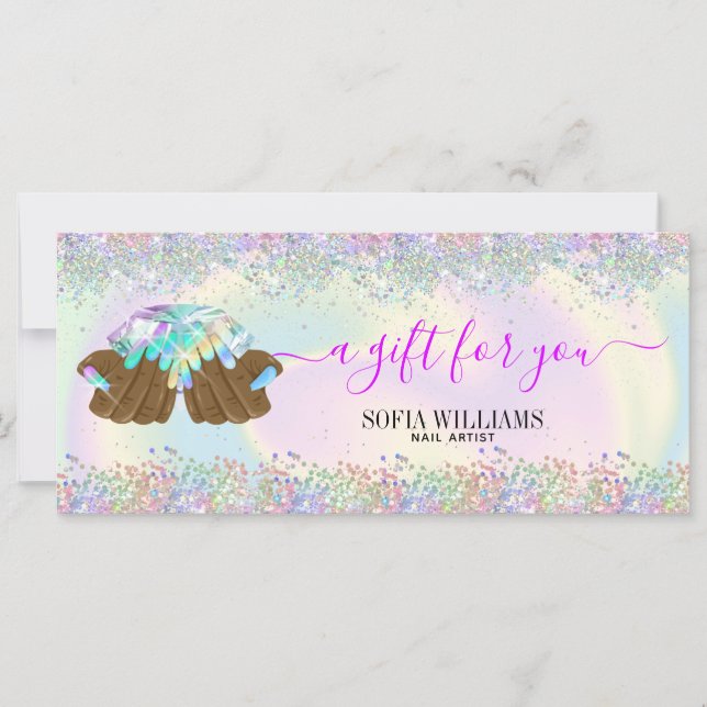 salon holographique ongle femme main nails technic (Devant)