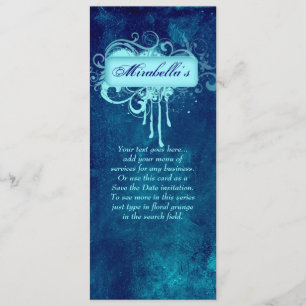 Salon Invitation Floral Grunge Blue Denim