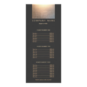 Salon moderne Gold Zen Glow Menu Liste de prix
