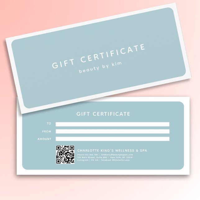 Salon moderne tendance QR Code certificat cadeau (Modern Trendy Salon QR Code Custom Gift Certificate)