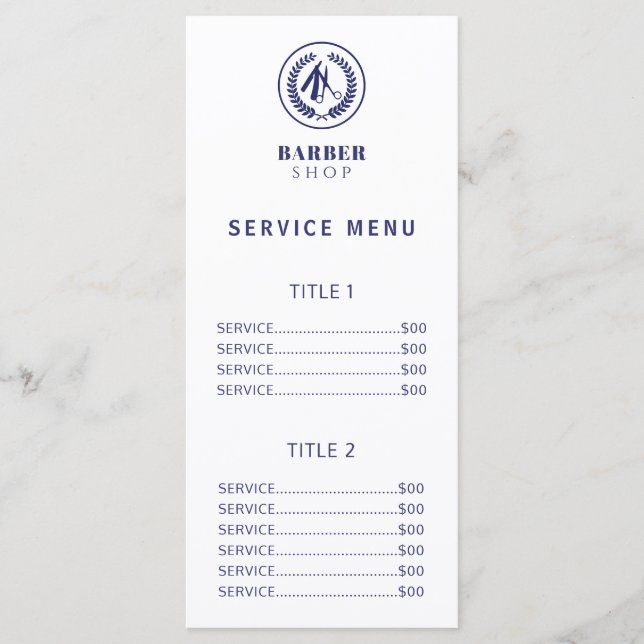 Salon pour hommes simple menu de prix de service n (Devant)