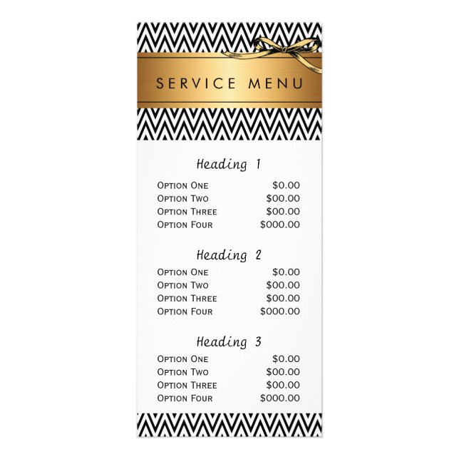 salon service menu rayures noires chic moderne (Devant)