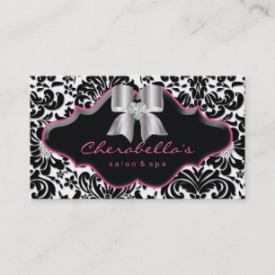 Salon Spa Bijoux Carte de visite rose Damask Bow