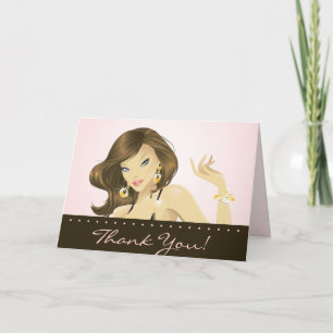 Salon spa Carte de remerciements jolie femme rose