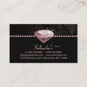 Salon Spa Carte de visite coeur rose rhinestone