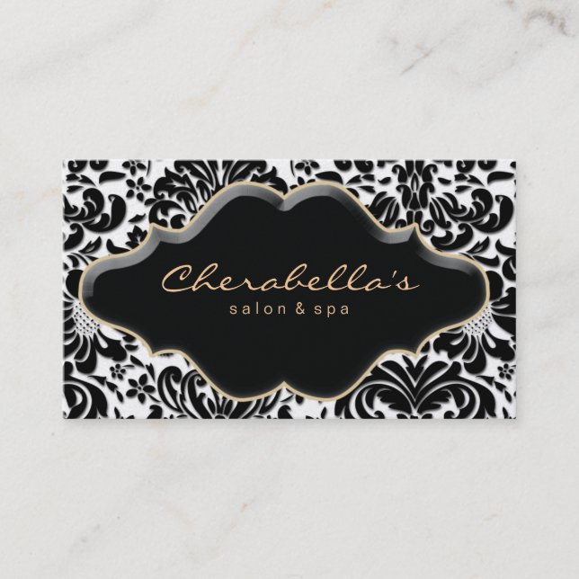 Salon Spa Carte de visite Gold Finition Damask (Devant)