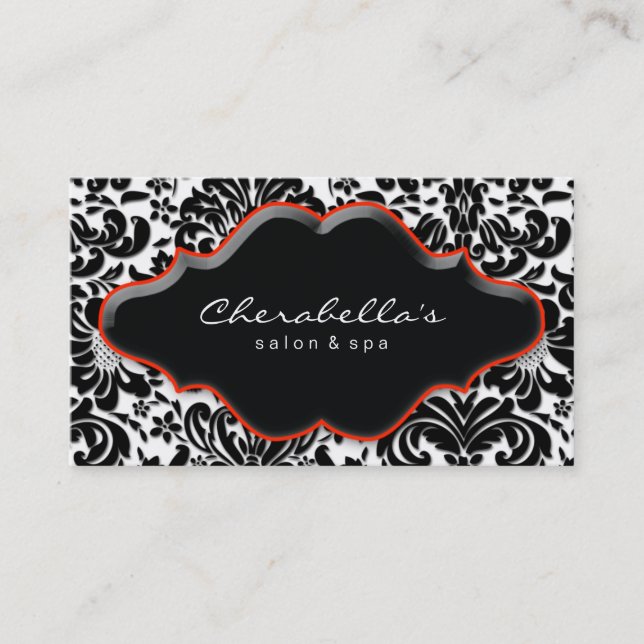 Salon Spa Carte de visite Red Damask (Devant)