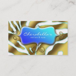 Salon Spa Carte de visite Retro Zebra Sea Blue Gol