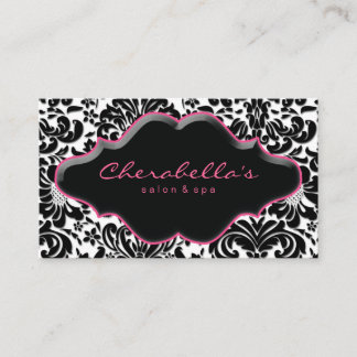 Salon Spa Carte de visite rose Damask