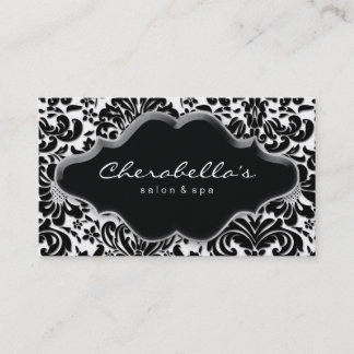 Salon Spa Carte de visite Silver Platinum Damask