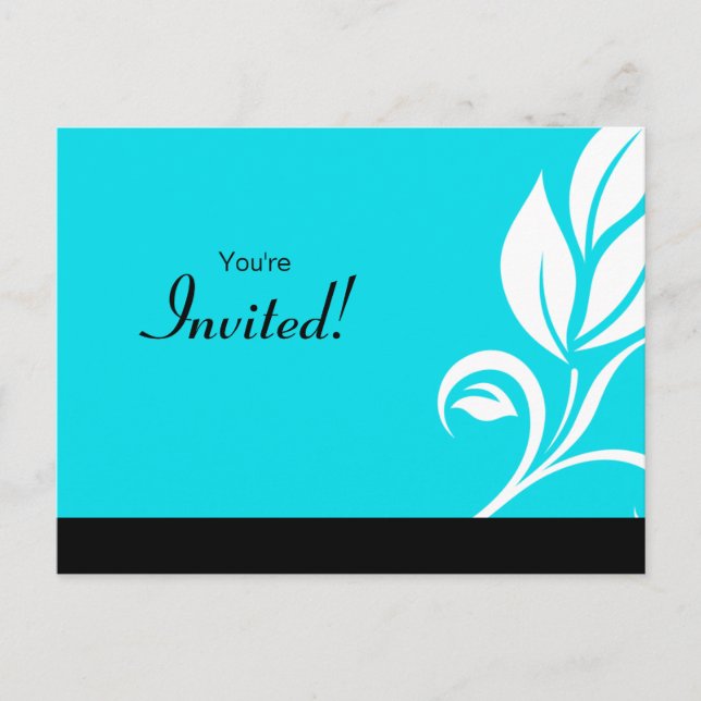 Salon Spa Floral Leaf Carte postale bleu invitatio (Devant)