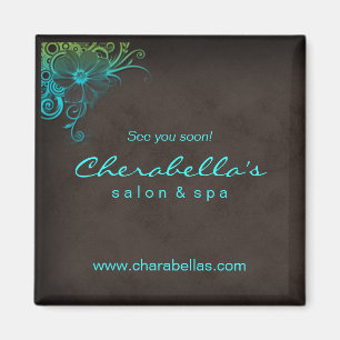 Salon tendance bleu Spa Floral Fridge Magnet