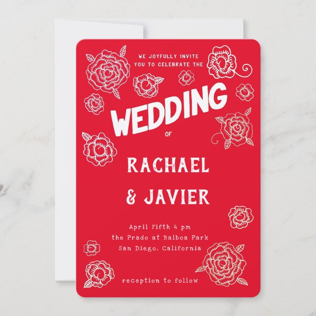 Salsa Rose wedding invitation (Devant)