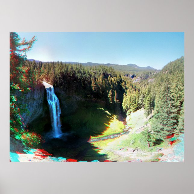 Salt Creek Falls, Oregon Poster d'Anaglyph 3D (Devant)
