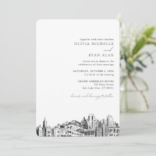 Salt Lake City Mariage Élégante Skyline Invitation