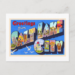 Salt Lake City Utah Vintage grande lettre carte po