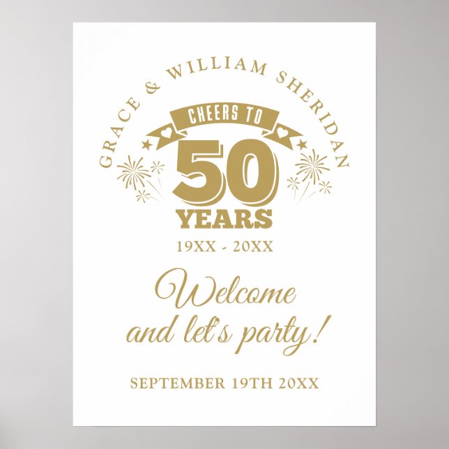 Salue Au 50e anniversaire Mariage Affiche de bienv (Devant)
