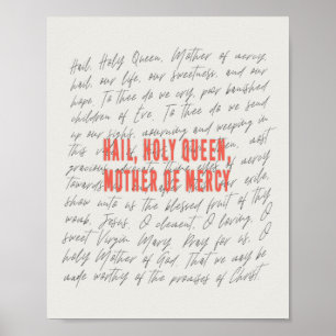 Salut, affiche de prière de la reine sainte