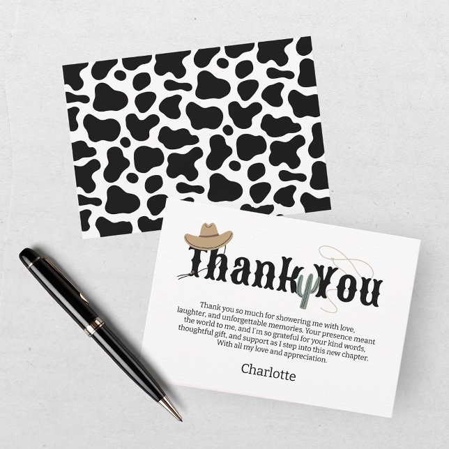 Salut Bébé Vache Marron Foncé Baby Shower Merci (Créateur téléchargé)