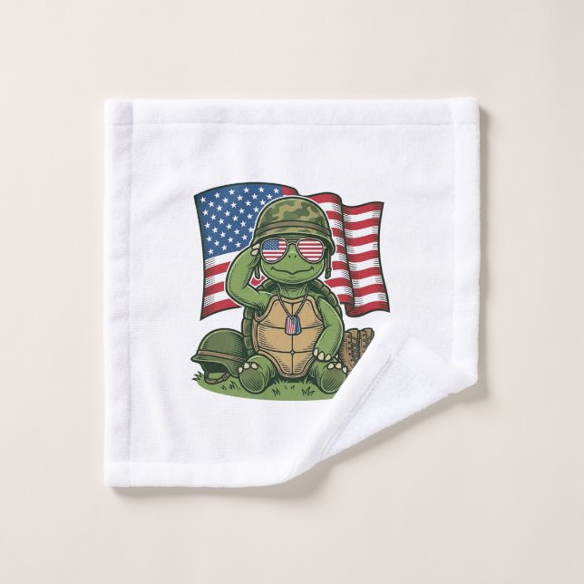 Salut de tortue patriotique Vector Design_1 (Gant de toilette)