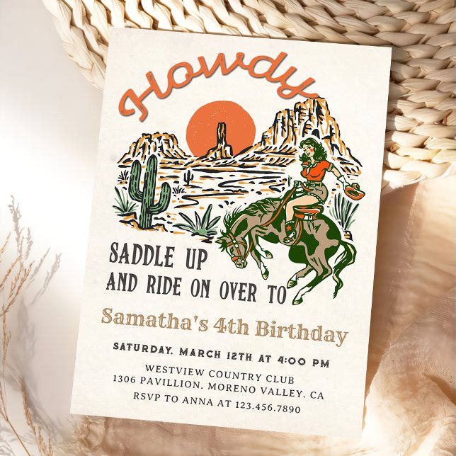 Salut ! Occidental Rodeo Cowboy Invitation d'anniv (Créateur téléchargé)