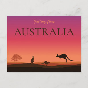 Salutation de Austrailia Carte postale Kangaroos
