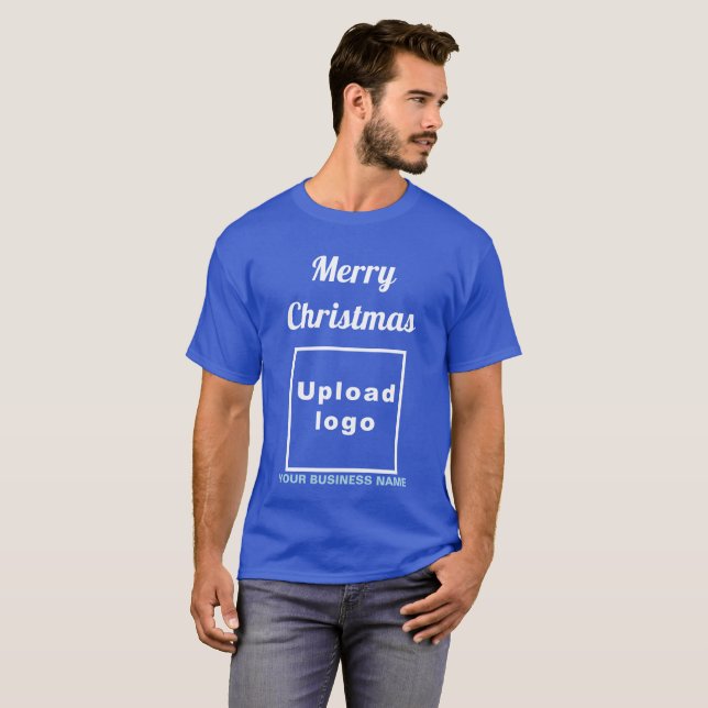 Salutation de Noël d'affaires sur le T-shirt bleu  (Devant entier)