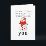 Salutation de Noël Je veux que vous Carte Snowman<br><div class="desc">Bonjour ! Je vous souhaite un très joyeux Noël rempli de joie et de rire! 🎄 ❄️ Alors que nous abordons cette merveilleuse saison, célébrons la magie des fêtes traditionnelles - pensez aux bonhommes de neige, aux nuits douillettes et à tous les encouragements de vacances ! Avez-vous déjà envoyé vos cartes...</div>