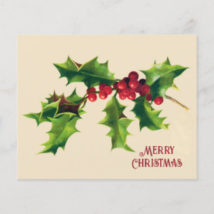 Salutation de Noël vintage Holly