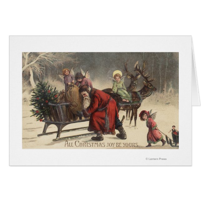 Salutation de NoëlSanta et Sleigh (Devant horizontal)