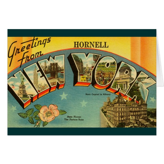 Salutation vintage depuis New York Card (Devant horizontal)