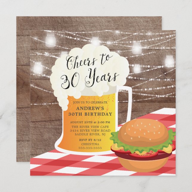 Salutations à 30 ans Anniversaire Invitation (Devant / Derrière)